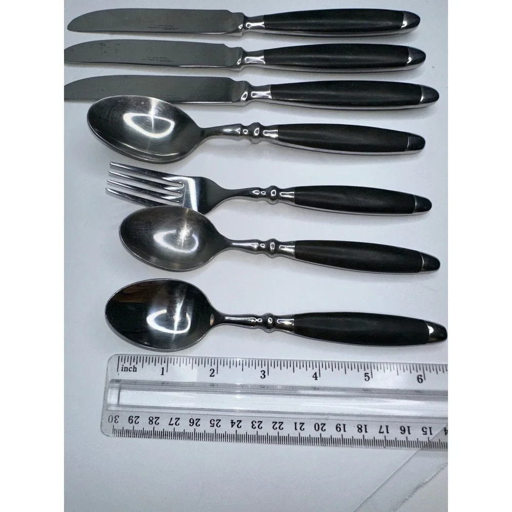 Hampton bistro Silversmith‎ Black Stainless Flatware 7 Pc Spoon Fork Replacement